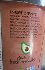 Cado Frozen Avocado Dessert Ingredients