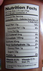 Cado Frozen Dessert Nutrition Facts