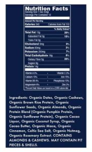 Shanti Bar Nut Butter Chocolate Chip Nutrition Facts
